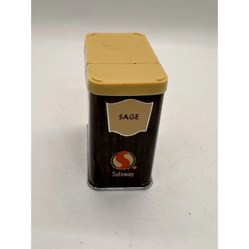 Vintage Safeway‎ Crown Colony Sage Spice Tin Yellow Lid Metal Container 5/8 Oz